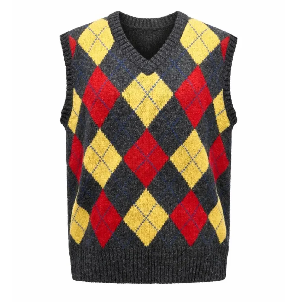VTG Avon Scotland Argyle Wool Sweater Vest Preppy Heritage Size L